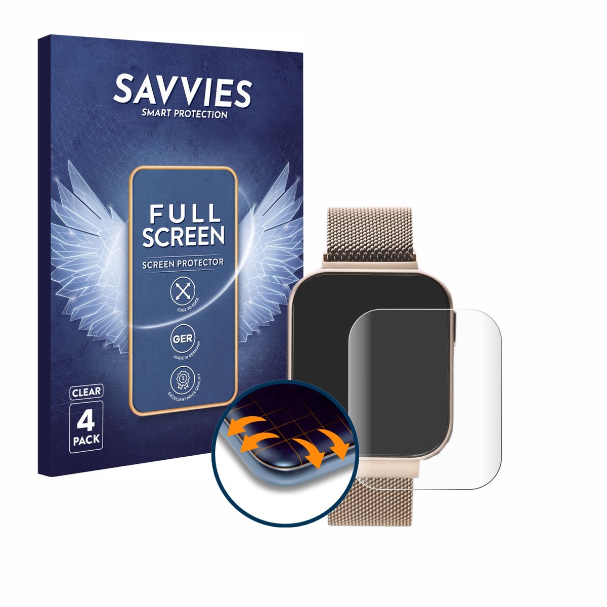 Savvies - Screenprotector Voor Liu Jo Smartwatch 1.4" - Folie Beschermfolie Transparant Volledig Dekking 4 Stuks
