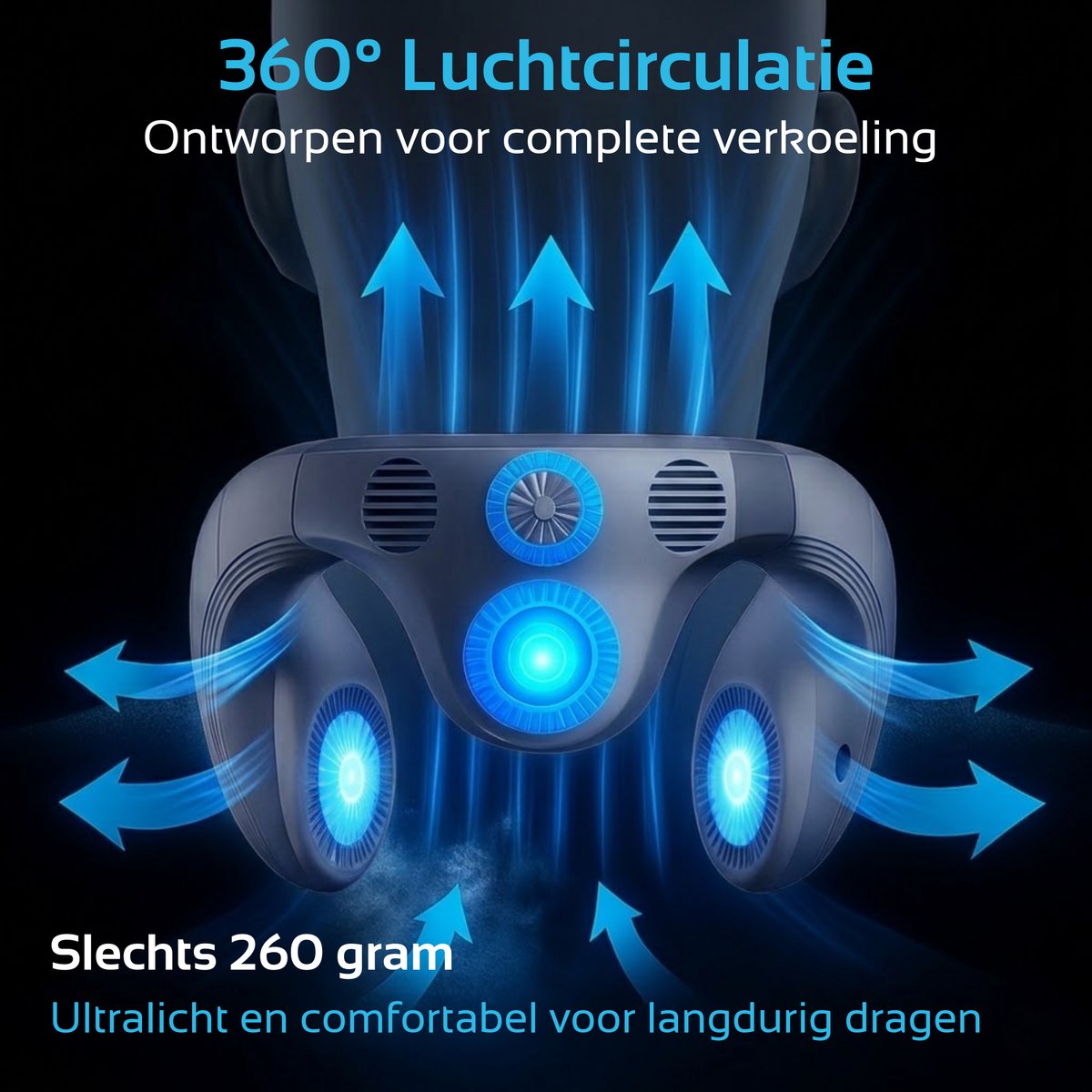 DreamGoods Nek Ventilator met Koeling & Temperatuurregeling - 2026 Pro - NTC-Chip - 6000mAh - Draadloos & Oplaadbaar - Draagbare Mini Ventilator - Nek Fan - Gezichtsventilator - Handventilator - Hals Ventilator - Nekventilator — afbeelding 4