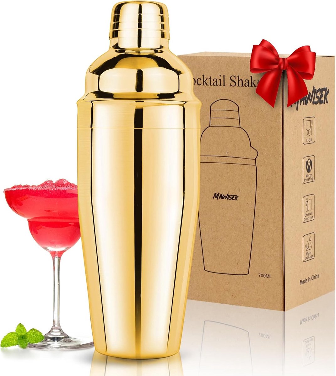 Cocktail Shaker - Martini Mixer - Drankjes Maken - Ingebouwde Zeef - 25 oz Capaciteit - Goud