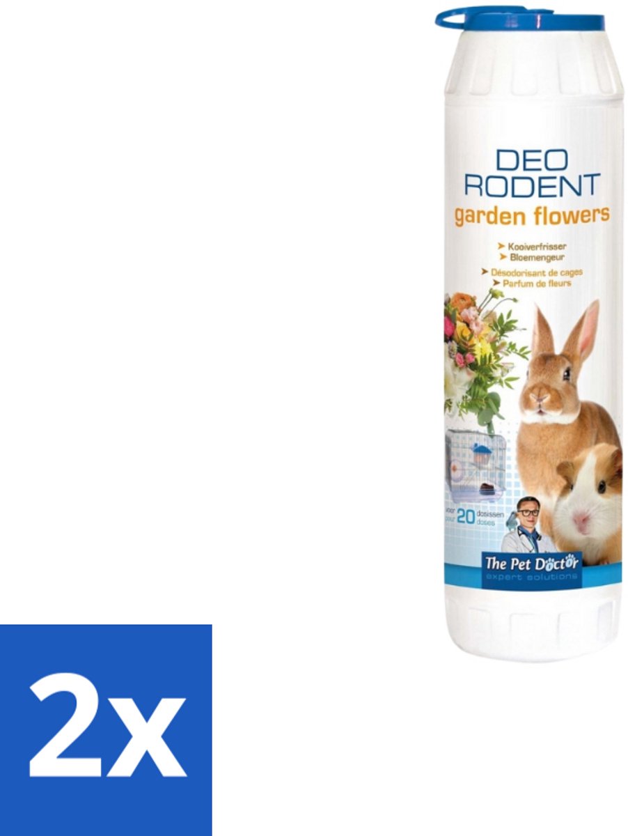 The Pet Doctor – Kooiverfrisser – Deo Rodent - Garden Flowers – 750 g - Voordeelverpakking - 2 stuks