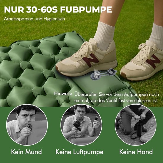 Campingmatras Zelfopblazend - Slaapmat Trekking - Outdoor Kamperen - Ultralicht Draagbaar - 195 x 60 cm - Groen — afbeelding 3