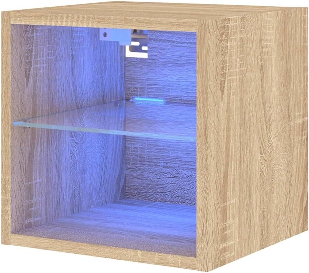 vidaXL Tv-wandmeubel met LED-verlichting 30x28,5x30 cm sonoma eiken, wandkast, tv-kast, tv dressoir, tv-meubel, tv kastje, zwevend tv meubel