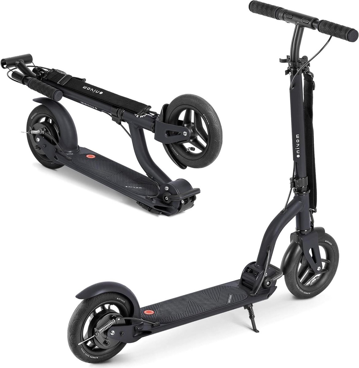 Movino Foldable Urban Scooter for Teens and Adults - Wide Non-Slip Foot Plate - Large Wheels - Adjustable Handlebar - Air