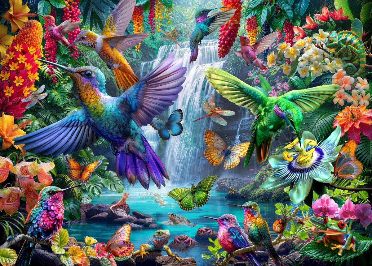 Bluebird Puzzle legpuzzel Tropical Hummingbirds 500 stukjes kleurrijk.