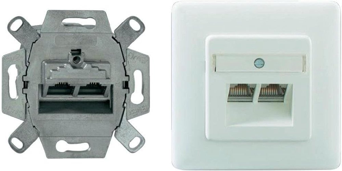 Netwerk Aansluitdoos - Dubbele UAE - Internet Installatie - 10 Gbit/s Snelheid - 8/8 Polig - Wit