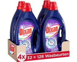 Dixan Gel Fresh Lavender - Vloeibaar Wasmiddel - Voor Alle Kleuren Was - Intense Geur - 4 x 32 Wasbeurten - Voordeelverpakking