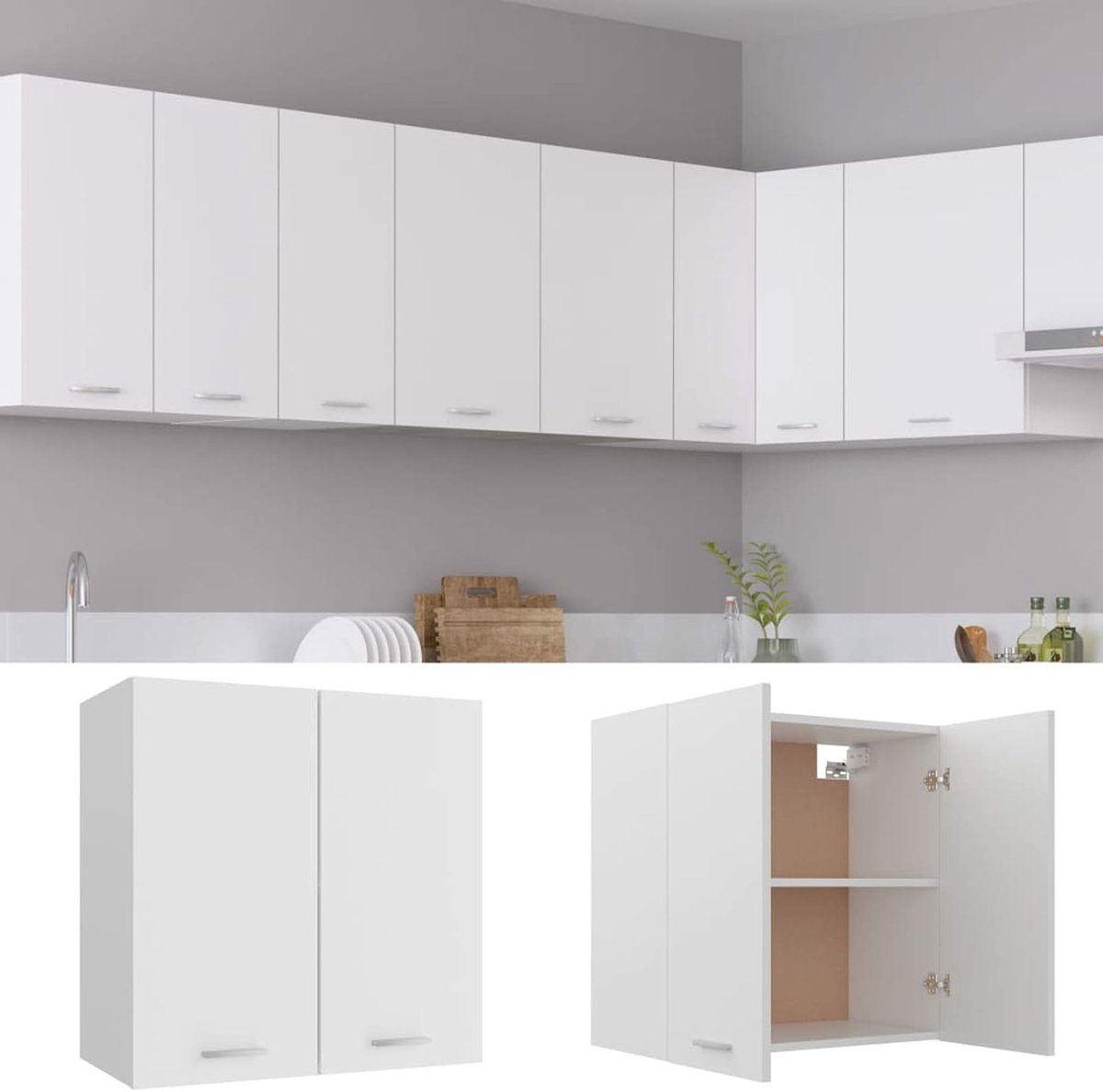 Hangkast Keuken - Onderkast Buffet - Keuken Organiseren - Met Lade Deur - 60 x 31 x 60 cm - Wit