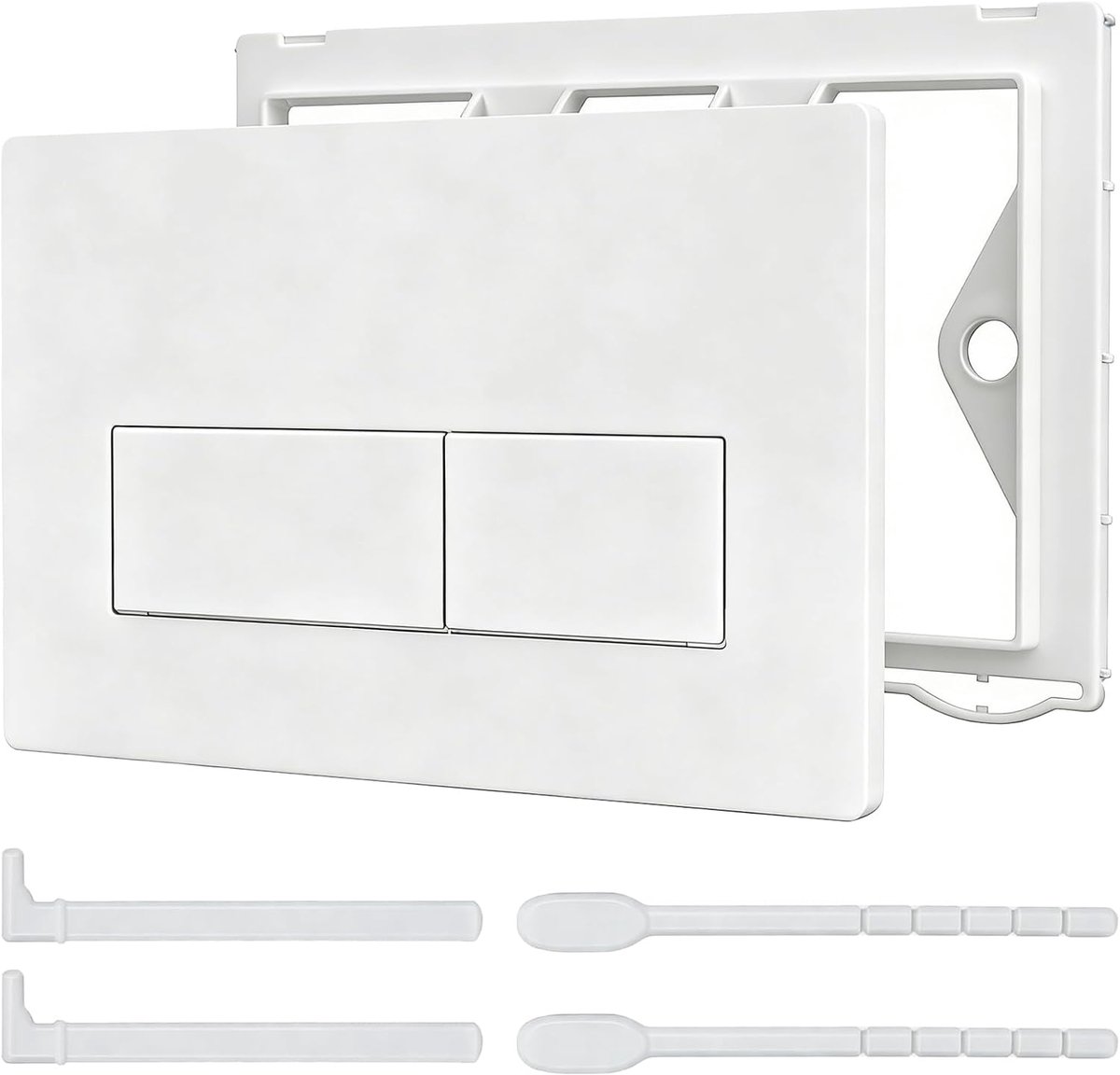 Toilet Drukplaat - Bedieningsplaat WC - Verborgen Spoelbak - Eenvoudige Montage - 24.5 x 16.5 cm - Wit