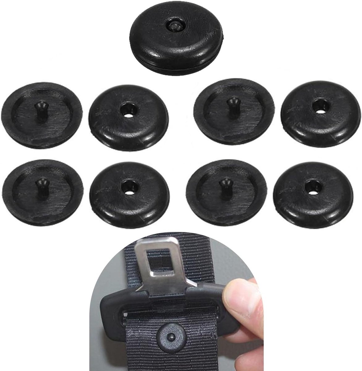 Gordelstoppers Auto - Gordelclip Knopstop - Voorkomt Glijden Gesp - Klikbaar Universeel Ontwerp - Set van 10 Stuks - Zwart