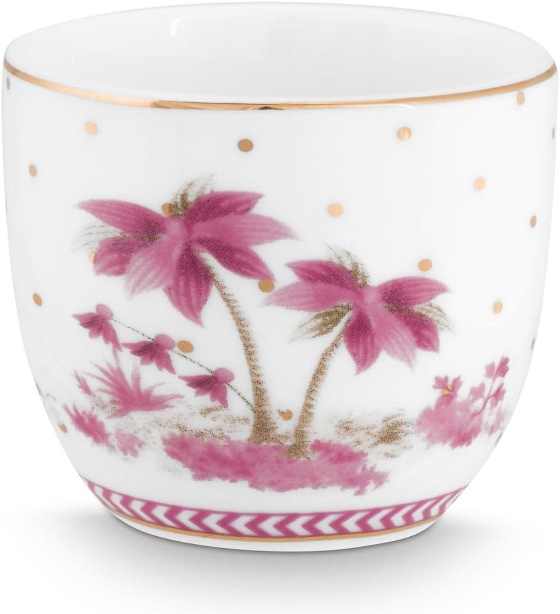 Eierdopje - Eierdop - Ontbijt - Gouden stippen design - 7 cm hoogte - Roze