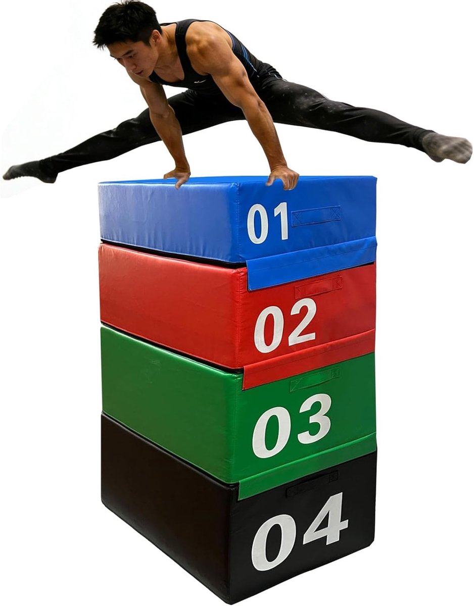Springbox Set - Fitness Boxen - Kracht Training - 4-in-1 Verstelbaar - 90x55x30cm - Zwart