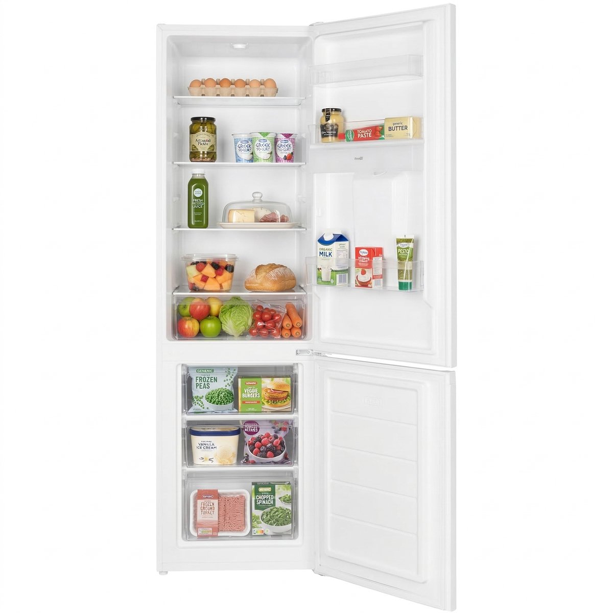 Heinner HC-HM260WDE++ Koel-vriescombinatie met Waterdispenser – 260 L – Elektronische Temperatuurregeling – Omkeerbare Deuren – Wit – 5 Jaar Garantie — afbeelding 3