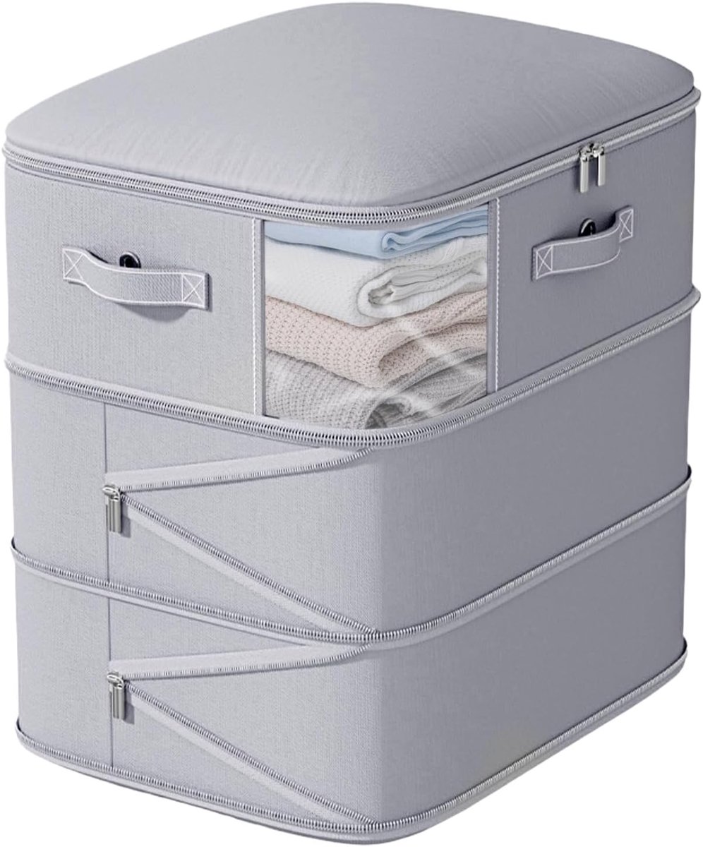 Dekbed Opbergzakken - Beddengoed Organizer - Ruimtebesparend Opbergen - Grote Capaciteit - 54x42x60cm - Grijs