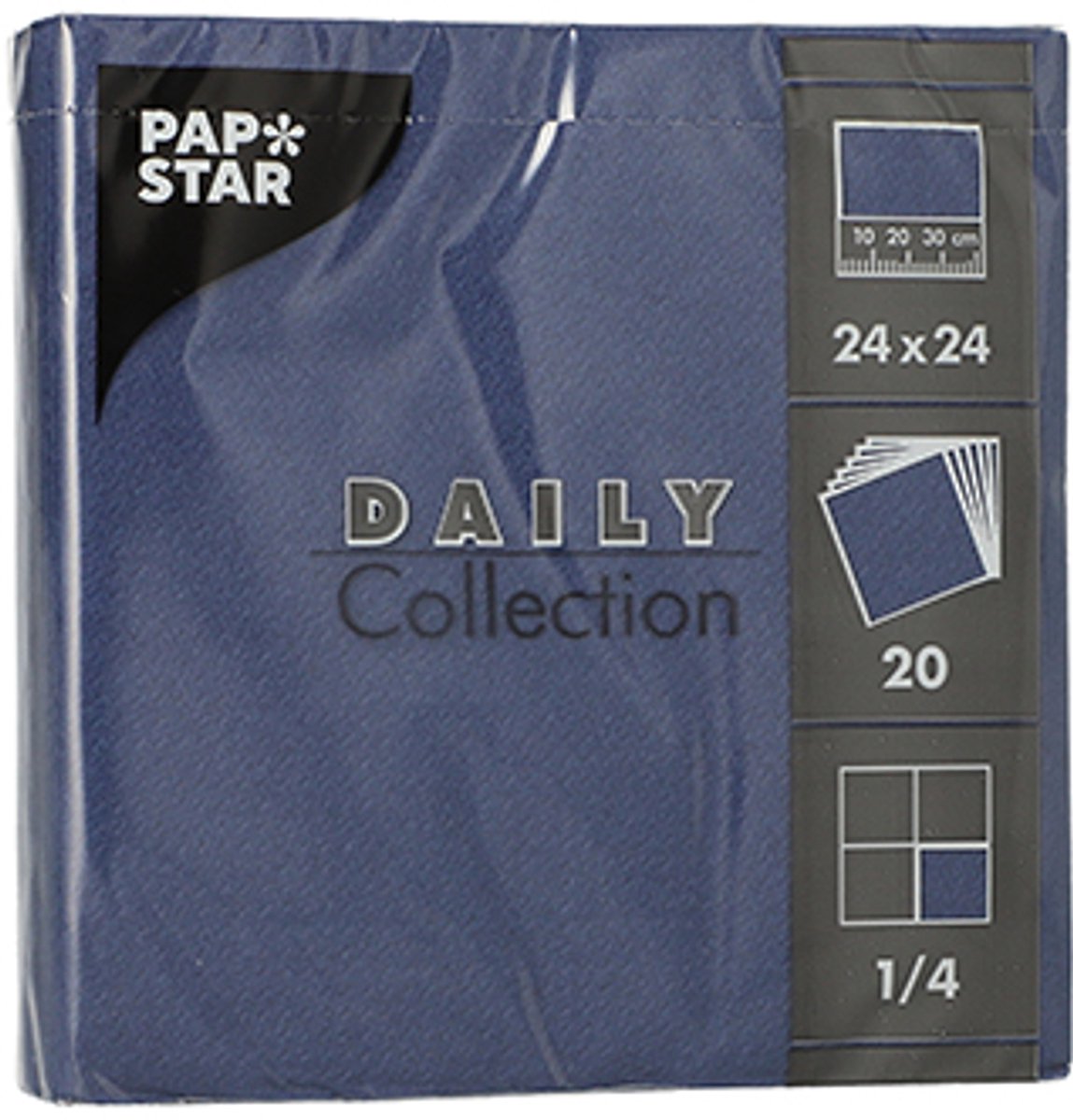 20x 20 Servetten DAILY Collection 1/4 vouw 24 cm x 24 cm donkerblauw