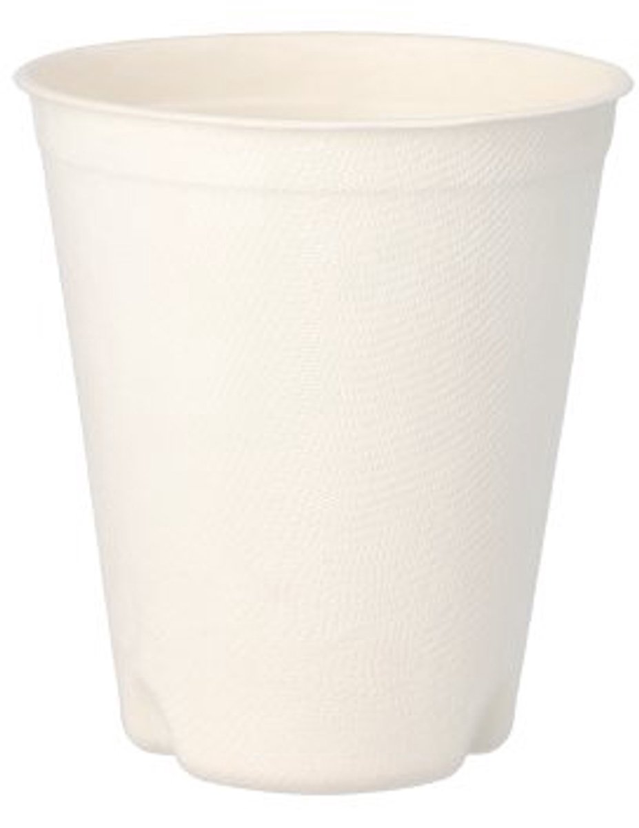 10x 50 Drinkbekers Suikerriet pure 03 l Ø 9 cm · 10 cm wit voor warme dranken