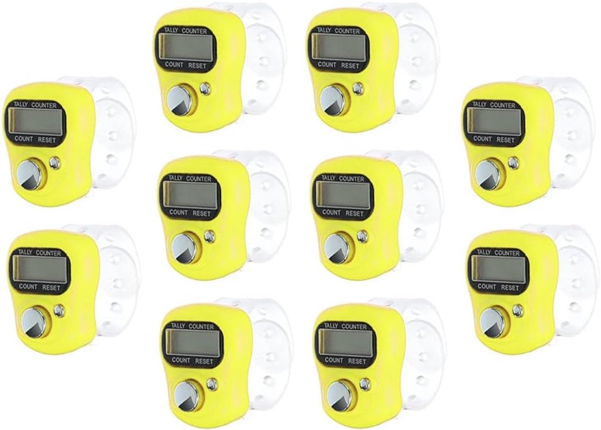10pcs Finger Counter Electronic Finger Counter Clicker Row Counter 5 Digital Mini Hand Counters Lap Track Hand Counter for Inventure Sports Marketing Golf (Yellow)