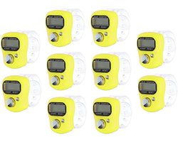 10pcs Finger Counter Electronic Finger Counter Clicker Row Counter 5 Digital Mini Hand Counters Lap Track Hand Counter for Inventure Sports Marketing Golf (Yellow)