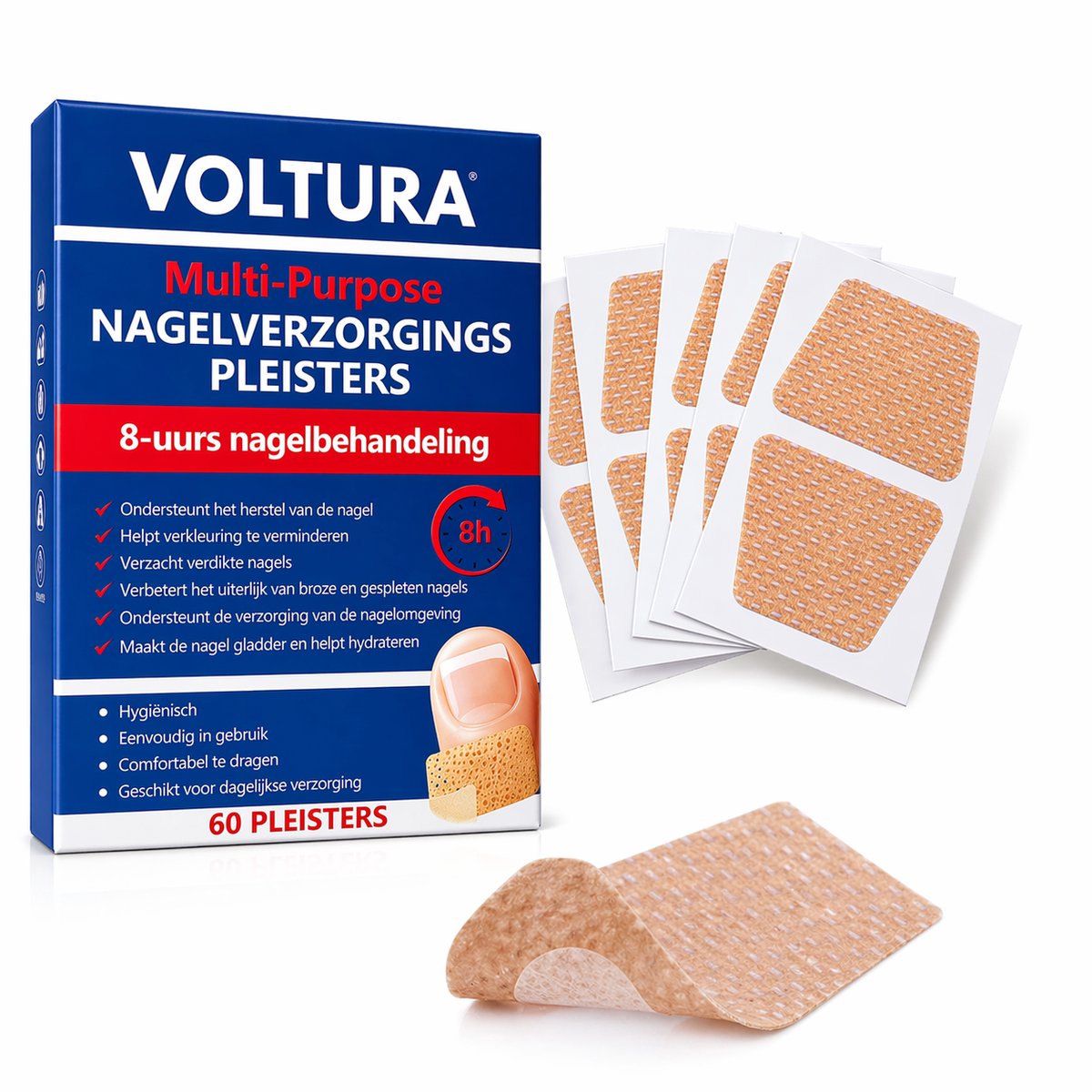 Voltura Nagelschimmel Pleisters – 60 Stuks Kalknagel Behandeling – Tegen Schimmelnagels, Verdikte & Verkleurde Nagels – Nagelherstel voor Voeten en Handen