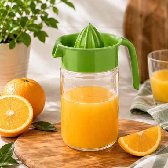 Handmatige Glazen Citruspers 660 ml - Transparante Sinaasappelpers & Citroenpers - Met Kan, Handvat en Schenktuit - Ø 10 x 19 cm van Benza — afbeelding 2