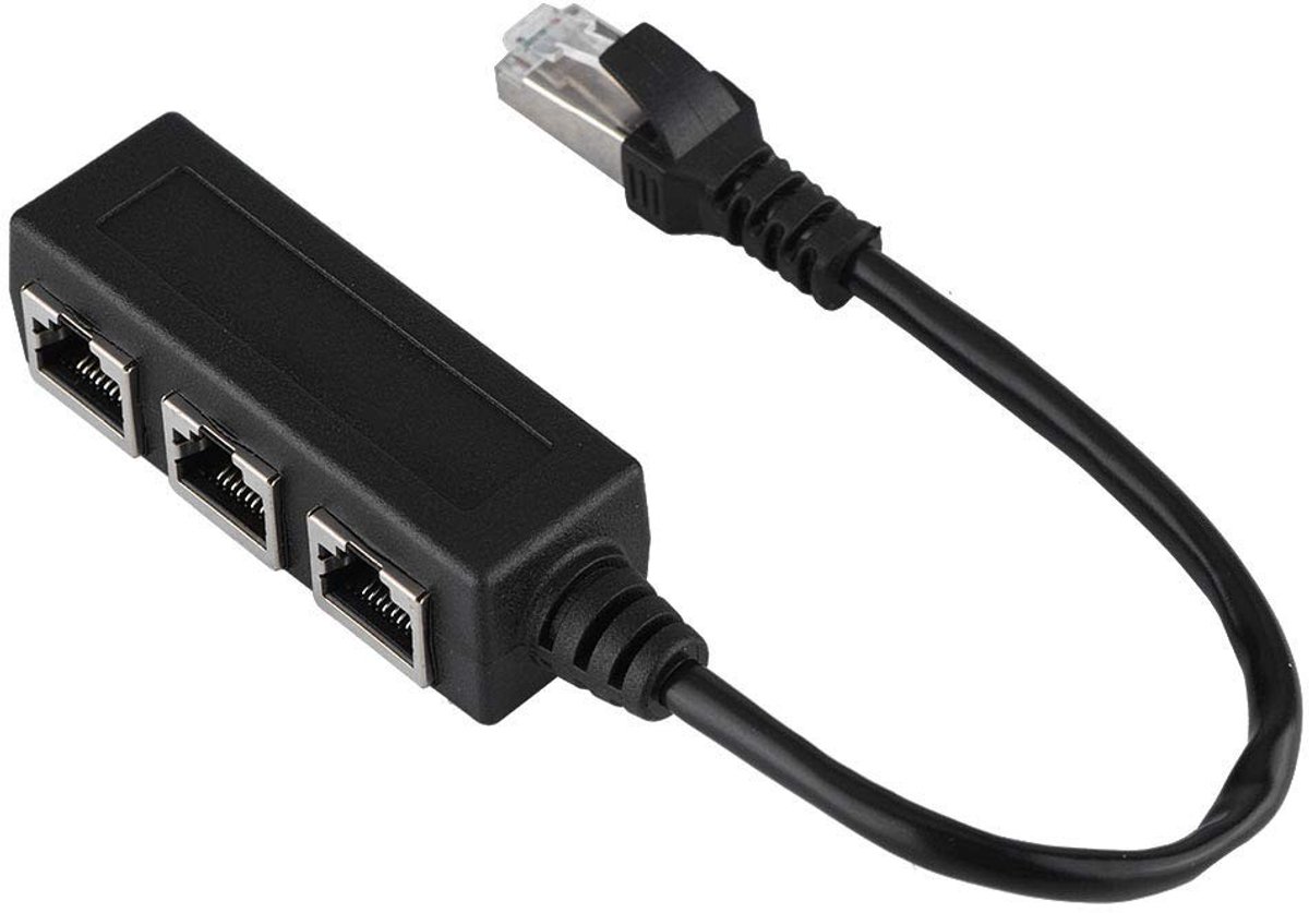 Elzusha - RJ45 Ethernet-verlengkabel - LAN Splitter - 3 Vrouwelijke Poorten - Adapterkabel - Netwerkverbindingsoplossing - Ideaal voor Thuis en Kan...