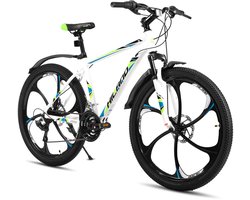 HILAND Mountainbike 26 inch - MTB met 3/6-Spaaks Stervelgen - 18 Versnellingen - Lichtgewicht Aluminium Frame - Dubbele Schijfremmen - Unisex