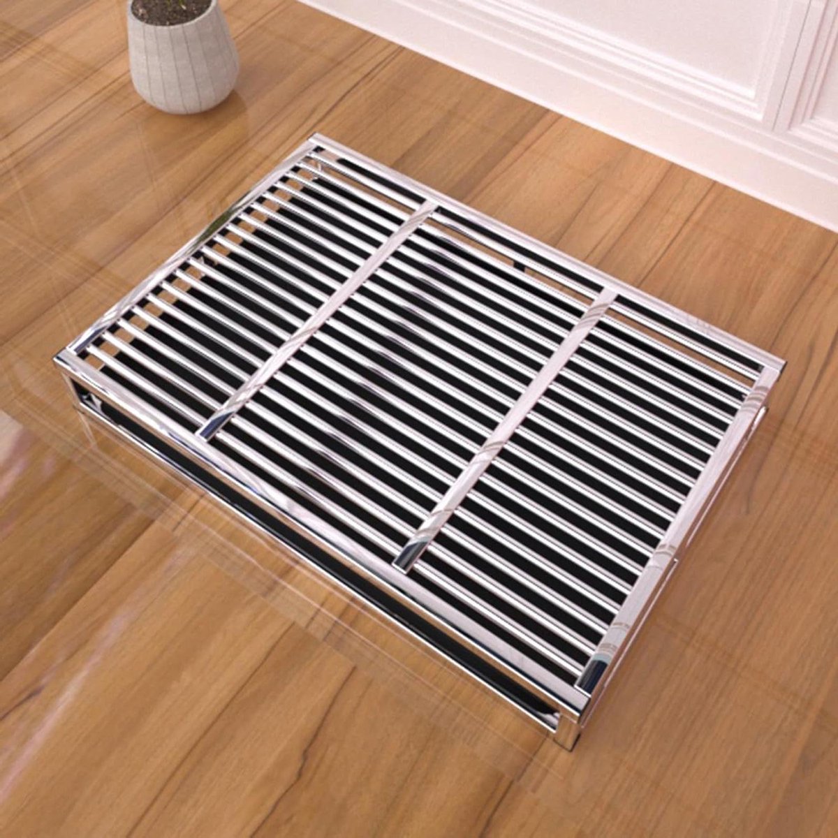 Hondentoilet - Potjestrainer - Zindelijkheidstraining - Met ladebak - 54x37x10cm - Zilver