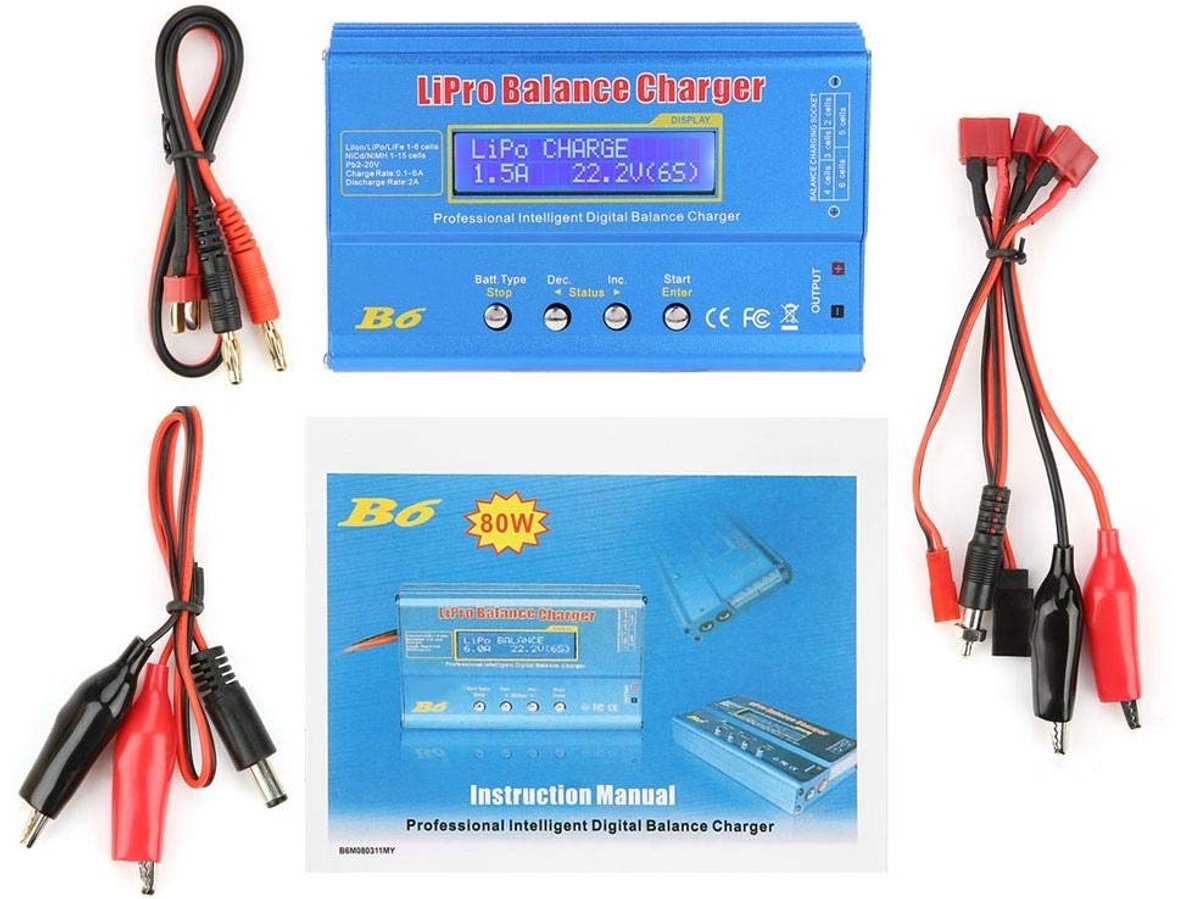 By shayne - Gebalanceerde Oplader - Digitale Weegschaal - Voor Li-Po Li-Ion en meer - Zwart - 80W Laadvermogen - Voor Hobbyisten en Professionals