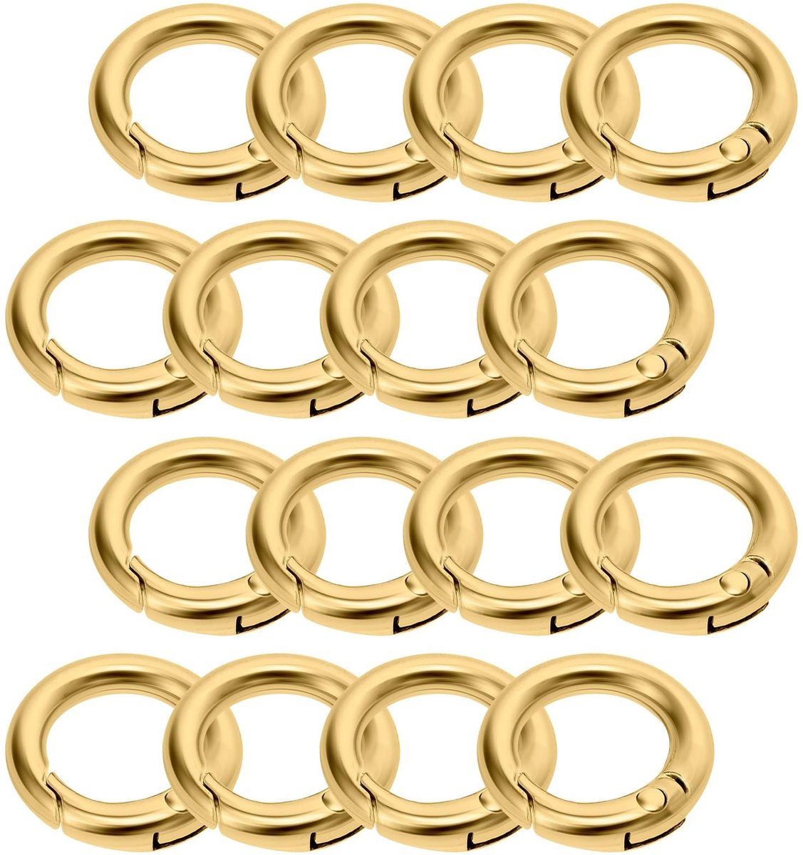Dailygoods - Mini Karabijnhaken - Sleutelhanger - 16 Stuks - Goud - Handwerk Accessoires - Ideaal voor DIY-projecten - 2 cm