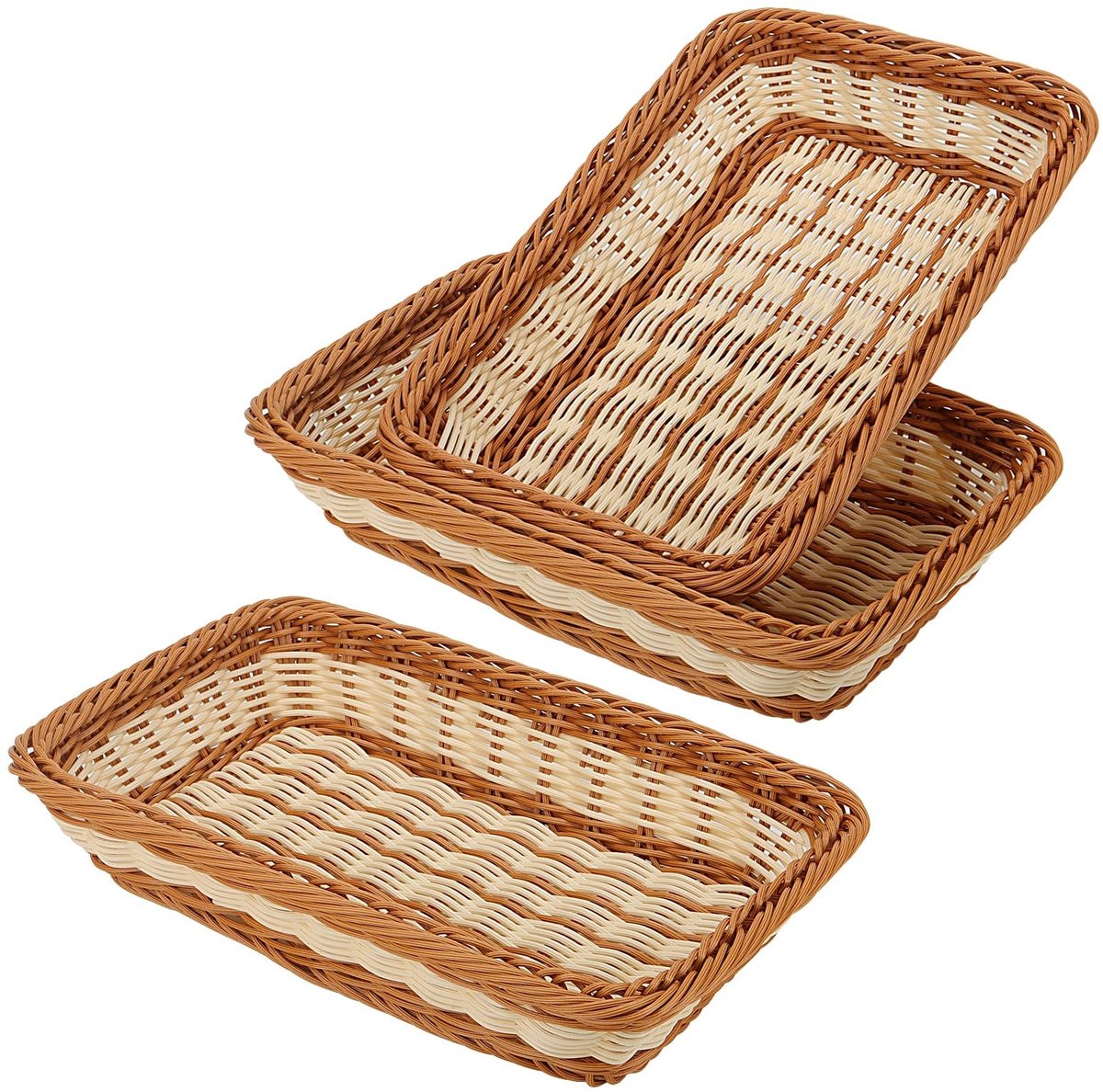 Dailygoods - Woven Food Basket - Rectangular - Bruin - Geschikt voor fruit en groenten - Ideaal voor snacks - Perfect voor serveren