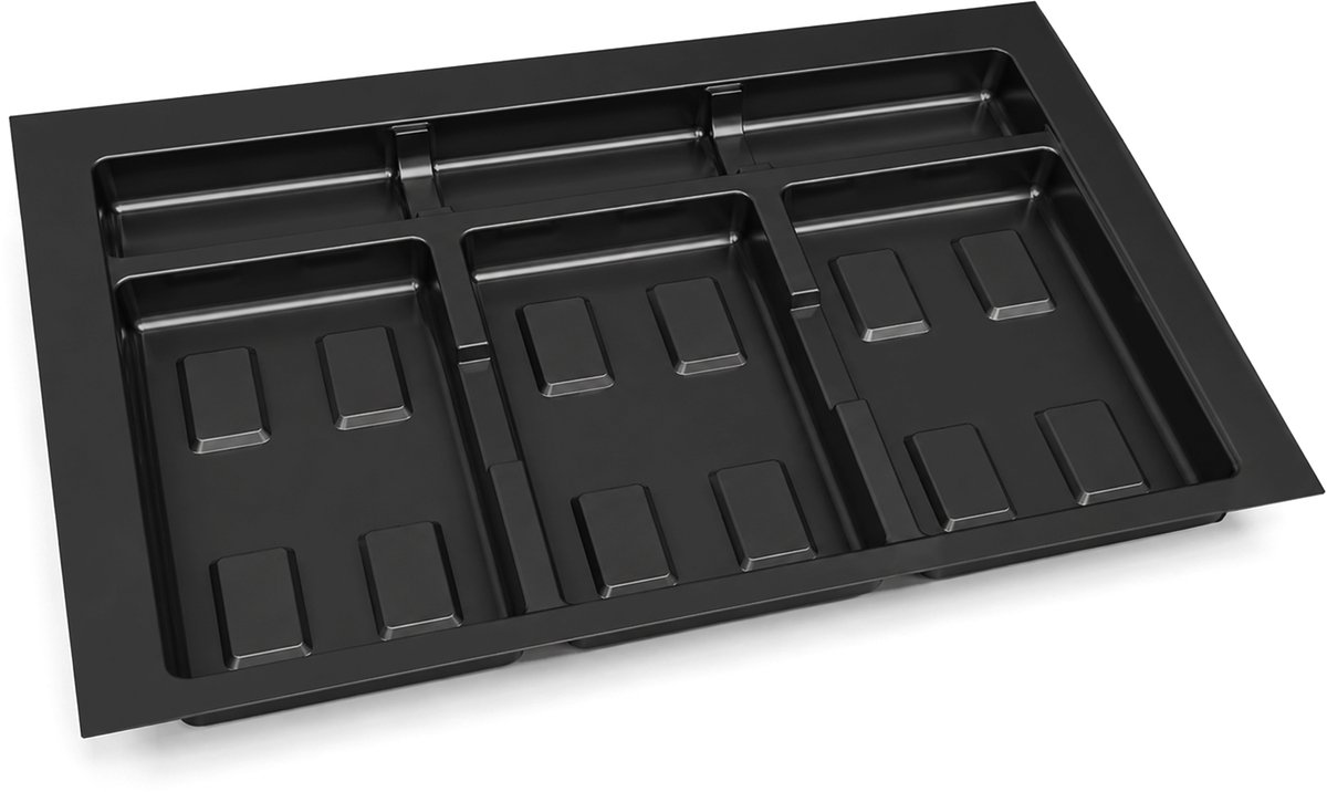 Emuca basis voor Recycle keukenladebakjes, 3 vakken, module 800mm, Plastic, Zwart