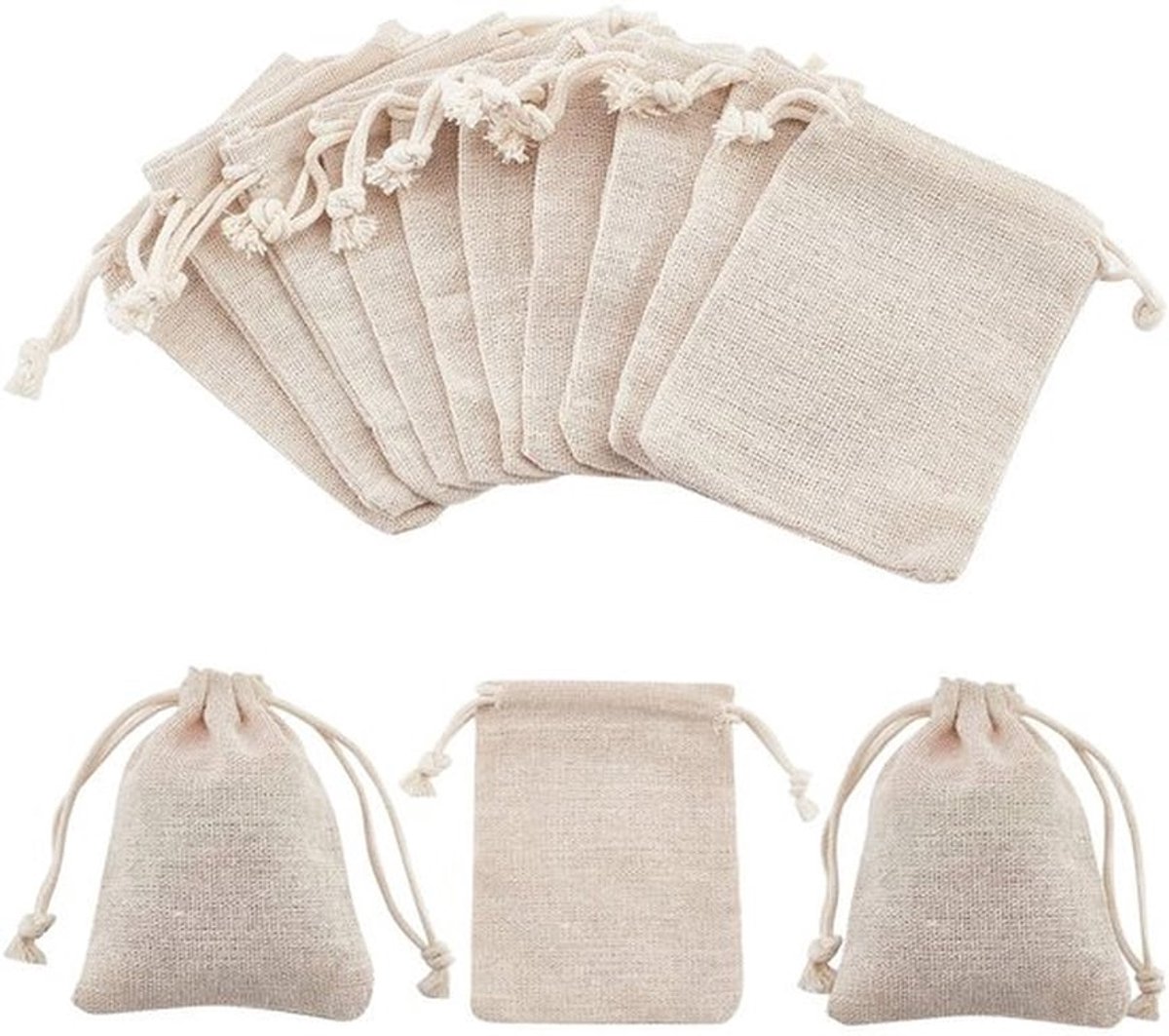 10 stuks kleine jute geschenkzakjes met trekkoord, sieradenzakjes, bruiloftszakjes, feestzakjes, 9 x 8 cm
