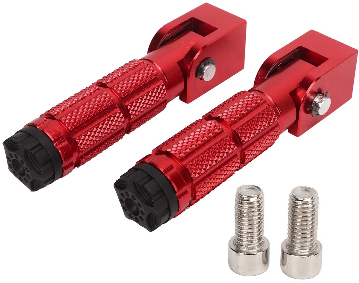 Dailygoods - Duurzame voetsteunen - Antislip ontwerp - 90° opvouwbaar - Rood - Voor motorfietsen en fietsen - Hoogwaardige aluminiumlegering - Geschik