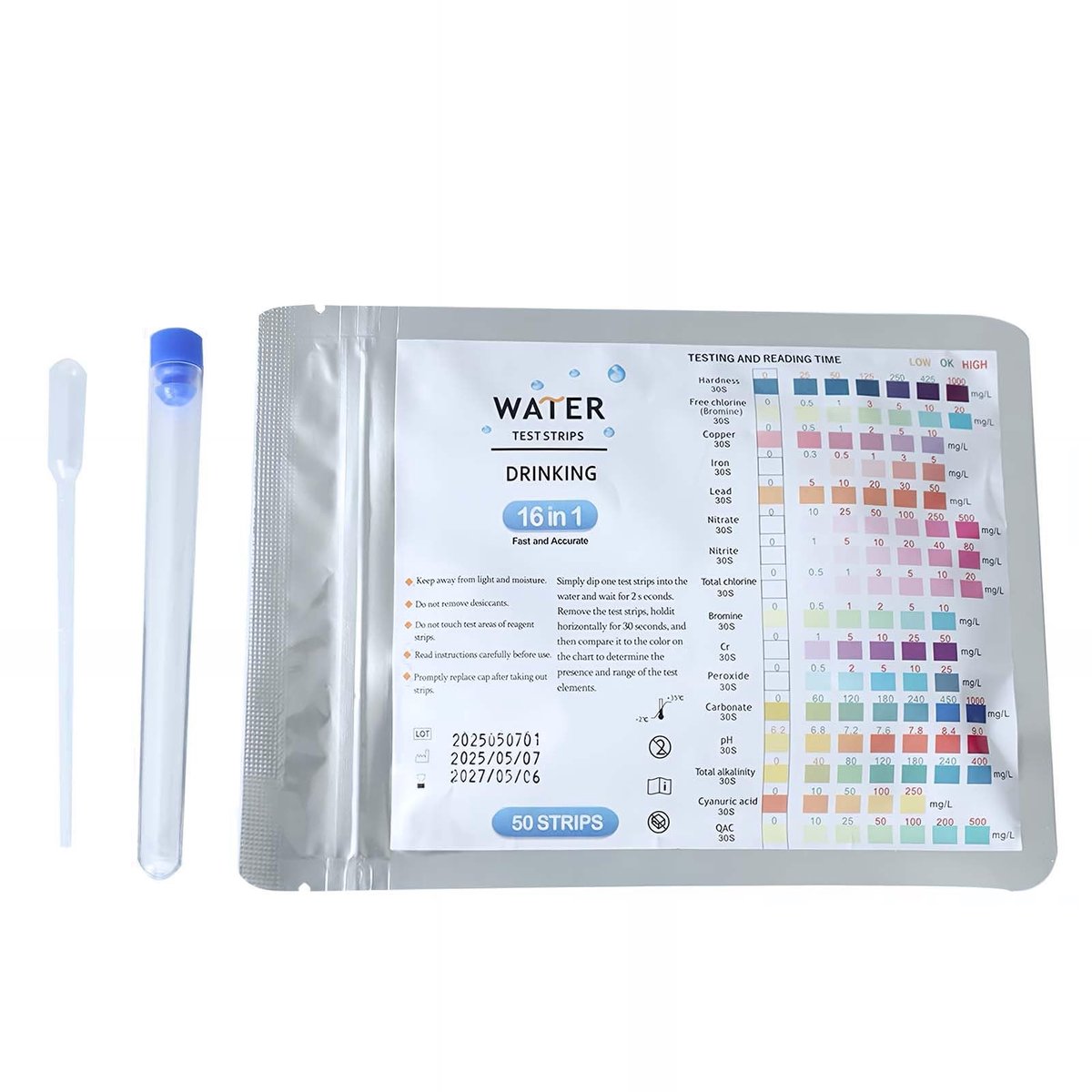 Dailygoods - Water Test Strips - 16-in-1 Wateranalyse - 50 Stuks - pH Hardheid Chloor en Meer - Essentieel voor Zwembaden en Aquaria - Betrouwbare Tes