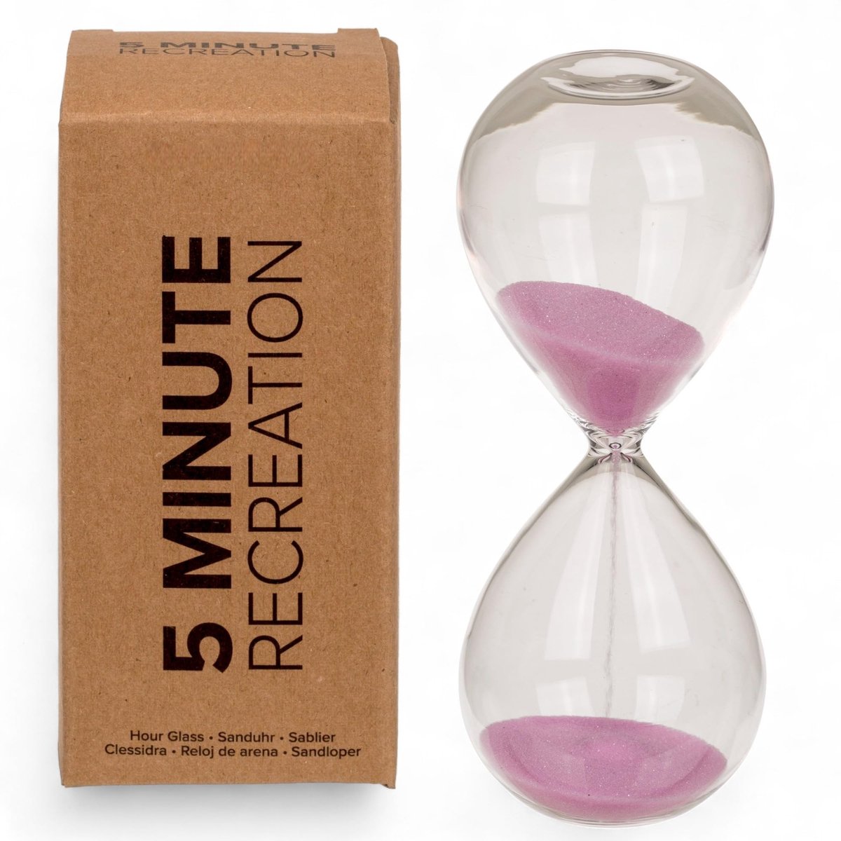 Jhubersproducts - 5 minuten timer - zandloper - decoratief - roze - timerklok - ontspanning - geschikt voor keuken en kantoor - 12,5 cm