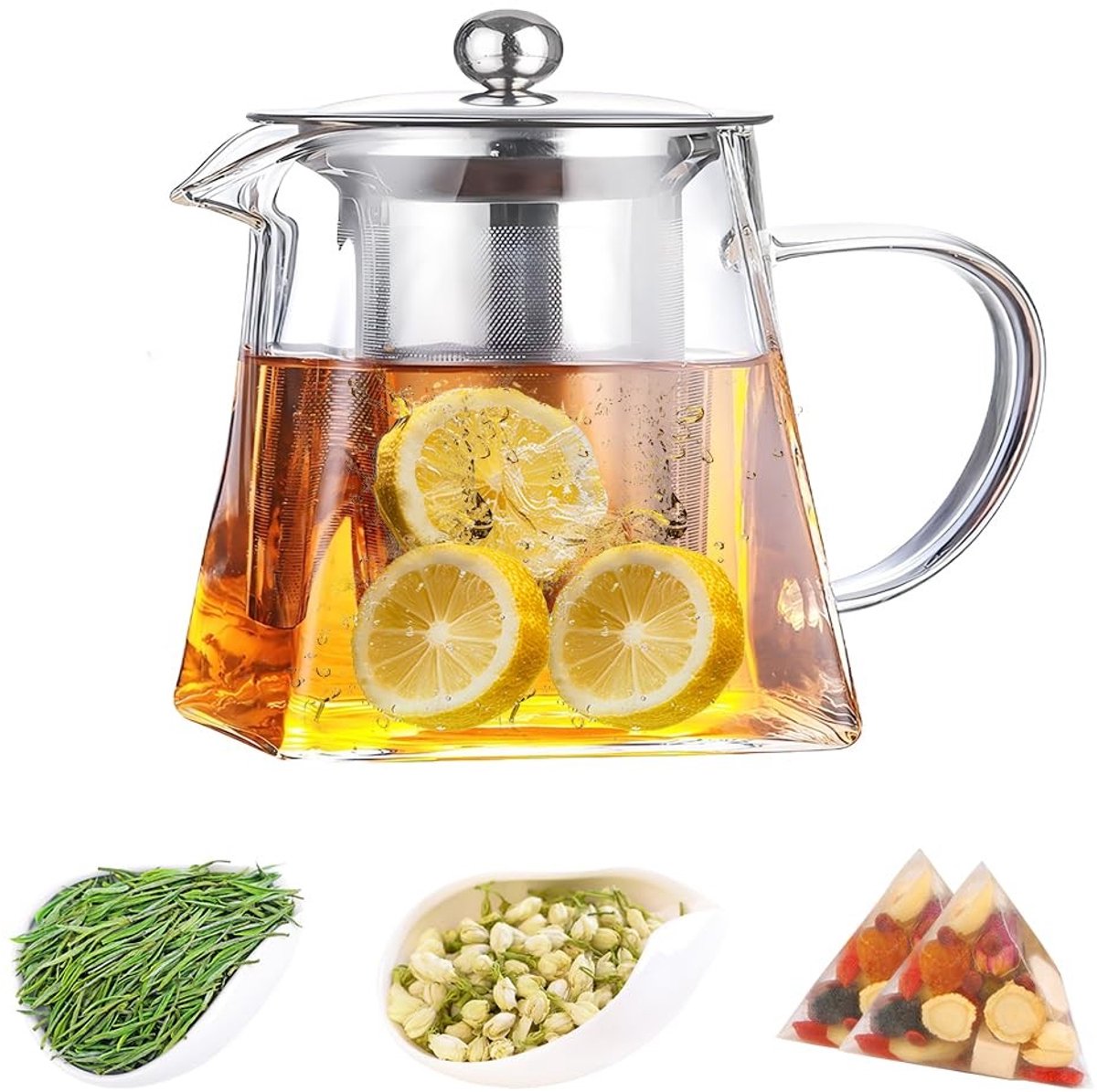 Tomotato Glazen Theepot met Roestvrijstalen Infuser - 350ml