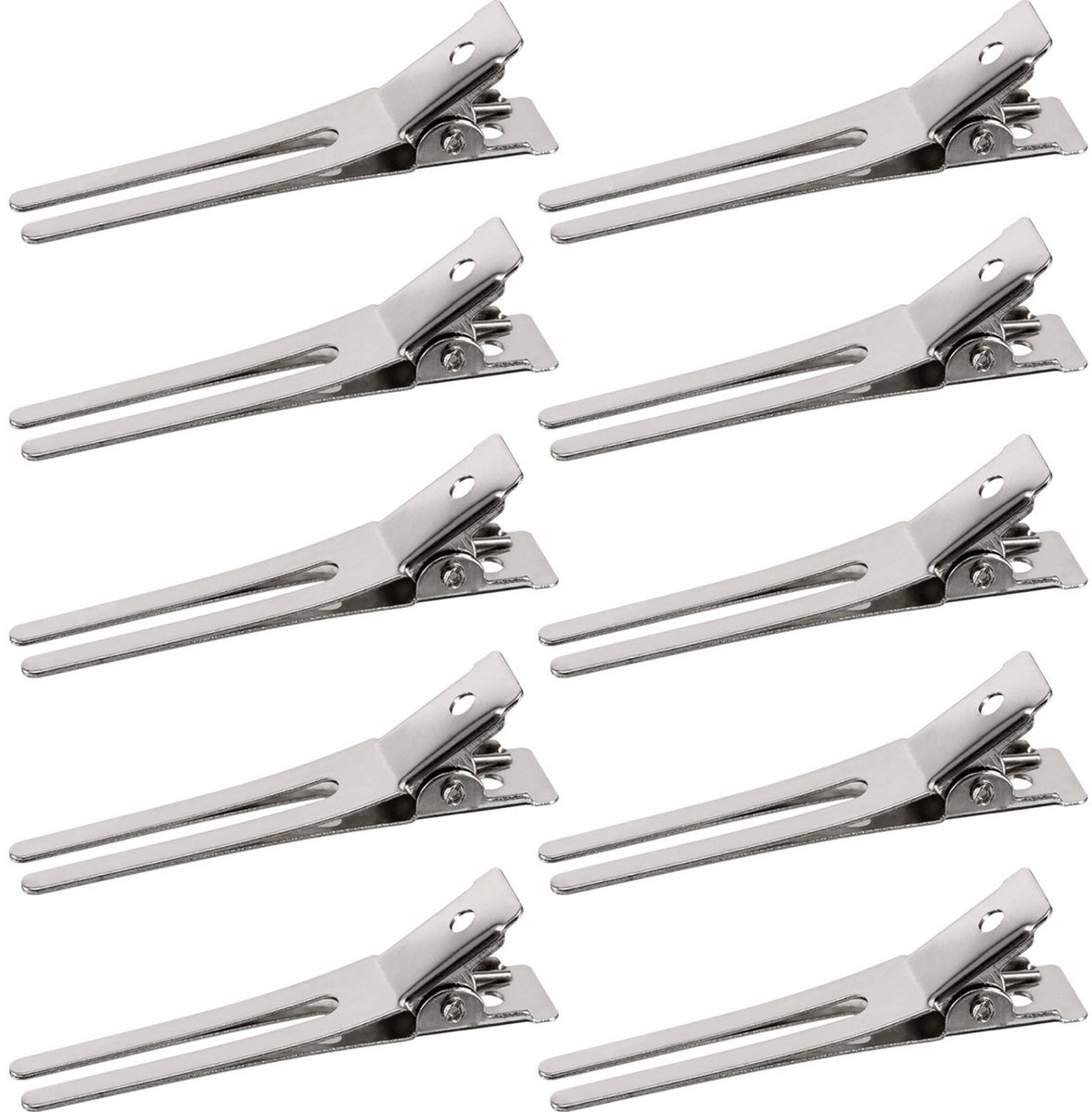 Jhubersproducts - Kappersdubbele Tand Haarclips - Ideaal voor Krullen - Zilveren Alligatorklemmen - Perfect voor Haarextensies - 50 Verpakkingen - Ges