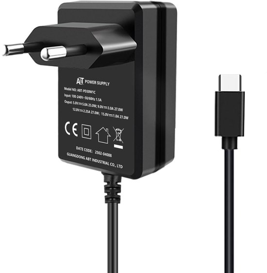 Jhubersproducts - USB-C voeding - Raspberry Pi 5 - 27W Power Delivery - 1,2 m kabel - Voedingsadapter - Geschikt voor Raspberry Pi 5 4GB/8GB/16GB - UK