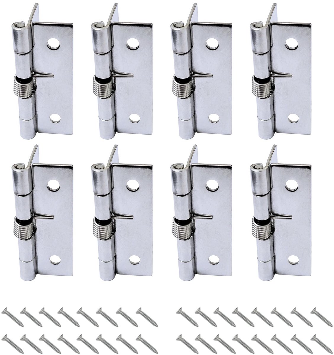 Dailygoods - Zelfsluitende Veer Scharnieren - Roestvrij Staal Deursluiters - 8 stuks - Automatische Sluiting - Geschikt voor Deuren - Duurzaam en weer