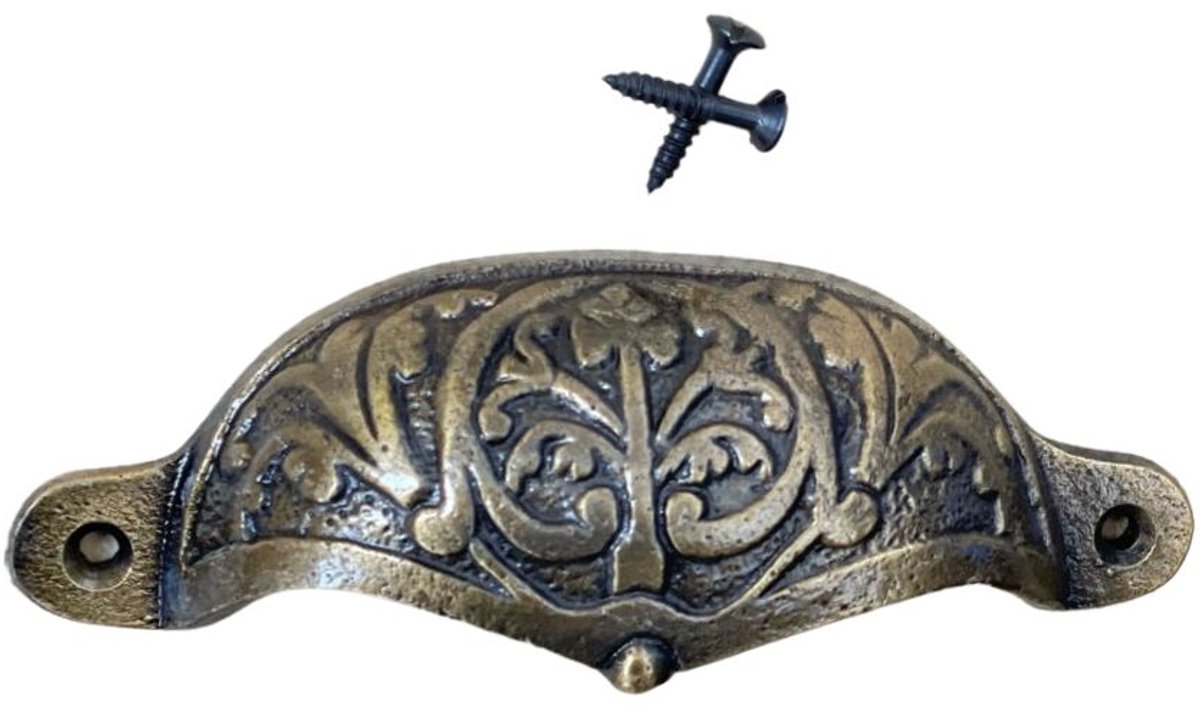 Fancy Cup Pull Handle Antique Brass