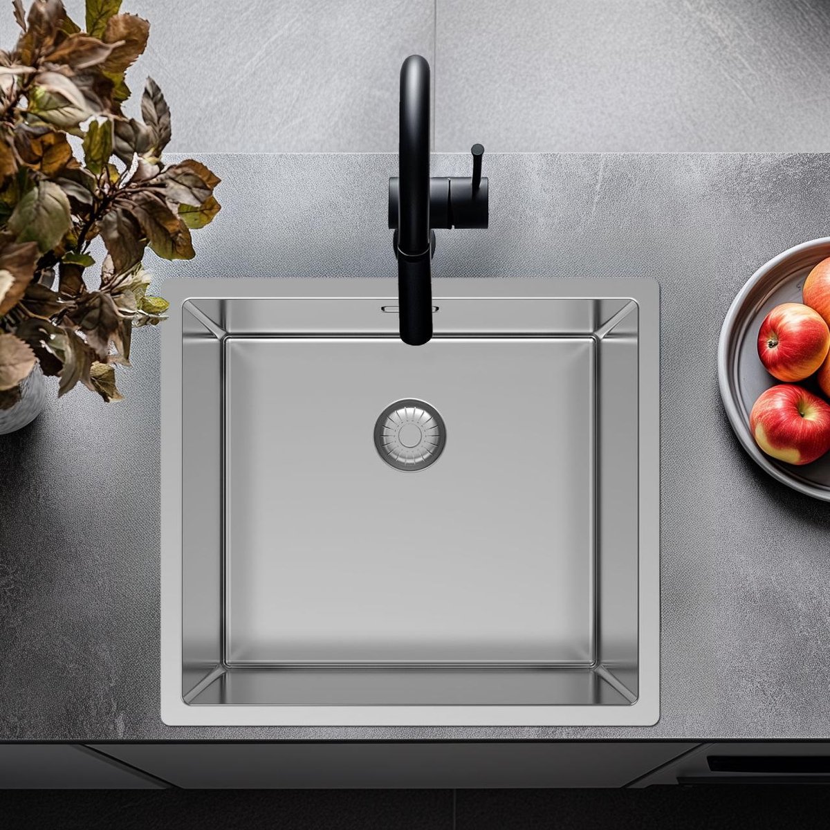 Pure.Sink Comfort RVS spoelbak 45x40 cm onderbouw, vlakbouw en opbouw PCM4540-02