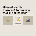 Tabel met ochtend, middag en avond. '1 maatschepje per dag' onder middag.