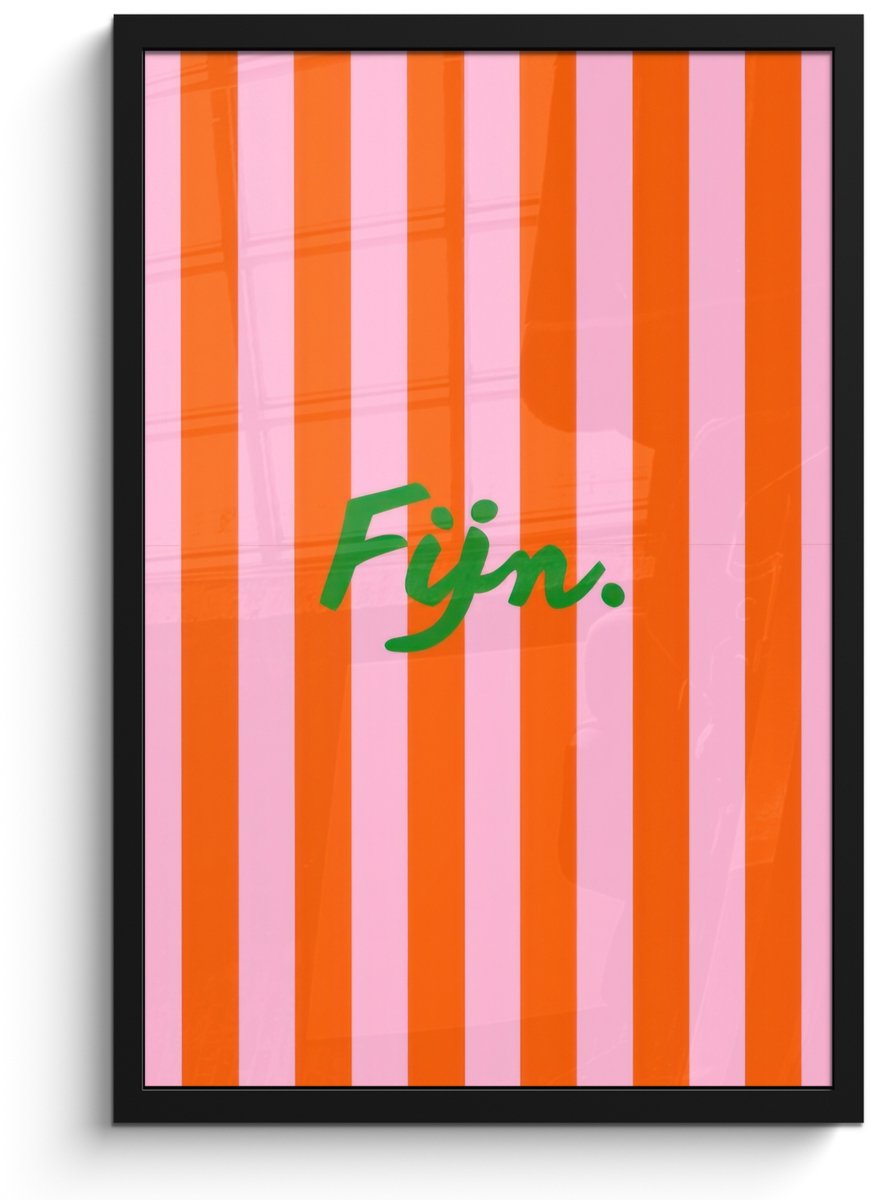 FrameYourWall Poster in lijst - Fotolijst 40x60 cm - Posters - Patroon - Oranje - Fijn - Strepen - Posterlijst zwart - Decoratie - Wanddecoratie woonkamer - Muurdecoratie slaapkamer