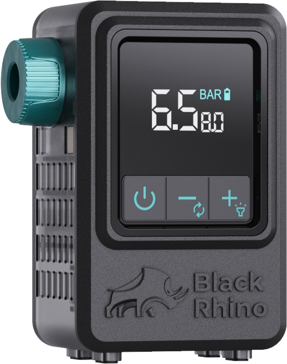 Black Rhino AeroBoost TM-2 - Mini Elektrische Fietspomp - Krachtigste Op De Markt - 137.5 Gram - Dual-Digitale Display - Alle Fietstypes