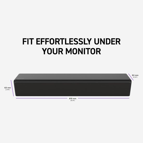 Compacte Soundbar - Onder-monitor Luidspreker - Audio Verbeteren - Draadloze Bluetooth 5.3 - 410 x 82 x 63 mm - Zwart — afbeelding 4