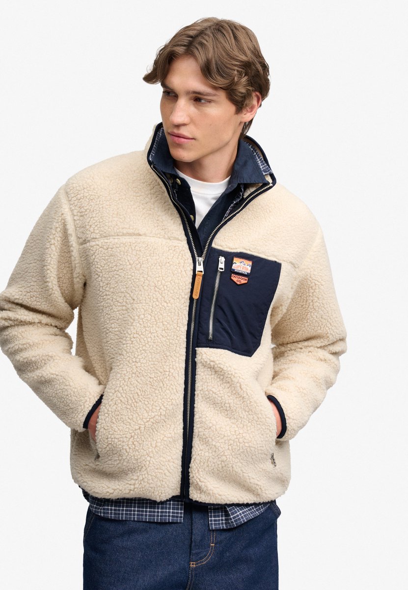 Superdry Vest Vintage Retro Full Zip Fleece M2014623a Oatmeal/ Mannen Beige