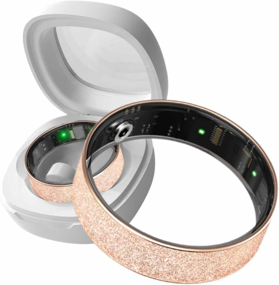 Draagbare Smart Ring for Heren/daschaar Geen App-abonnement Vereist Slaap-/hartslag-/calorie-gezondheidsmonitor Geschikt voor Ios en Android(Gold,8#)