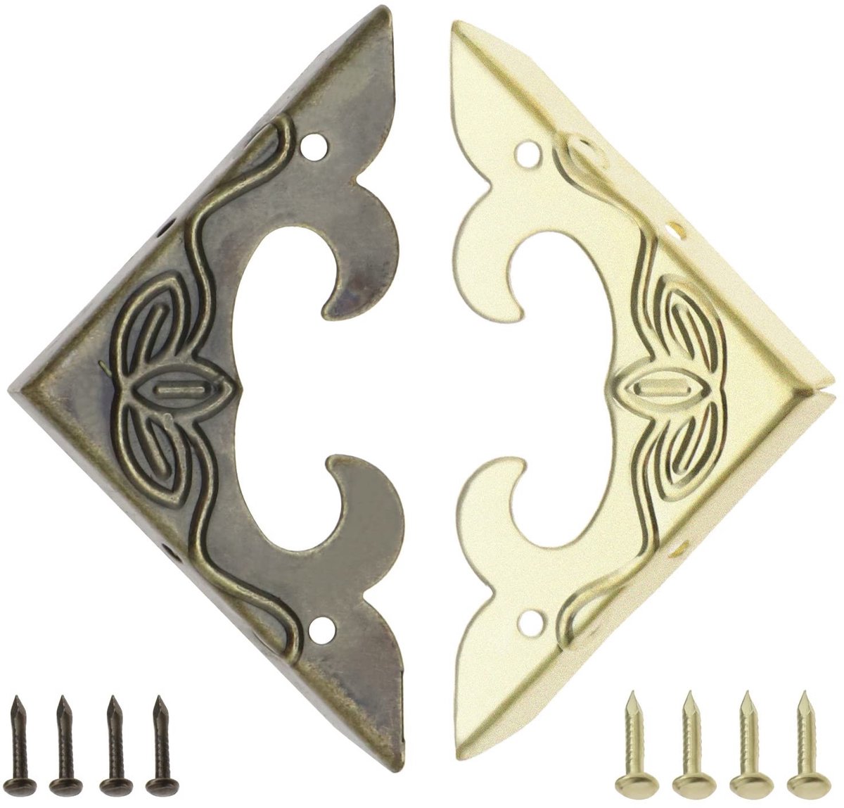 NTH products- Hoekprotector 40 Stuks - Antiek Brons/Goud - Metalen Hoekbeschermers - Vintage Stijl - 30x30x4,5 mm - Inclusief Schroeven - Hoekbeschermer