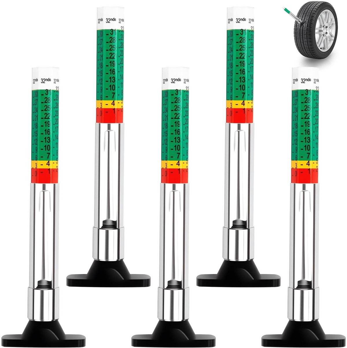MTTproducts- Bandprofielmeter Kleurgecodeerd - 5-delige Set - Precisie - Herbruikbaar - Efficiënt - Eenvoudig af te lezen - Banddieptemeter