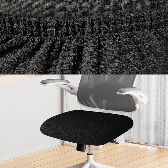 Zwarte Elastische Stoelhoes voor Kantoorstoelen - Wasbare, Verstelbare en Ademende Bescherming voor Computerstoelen en Armleuningen — afbeelding 4