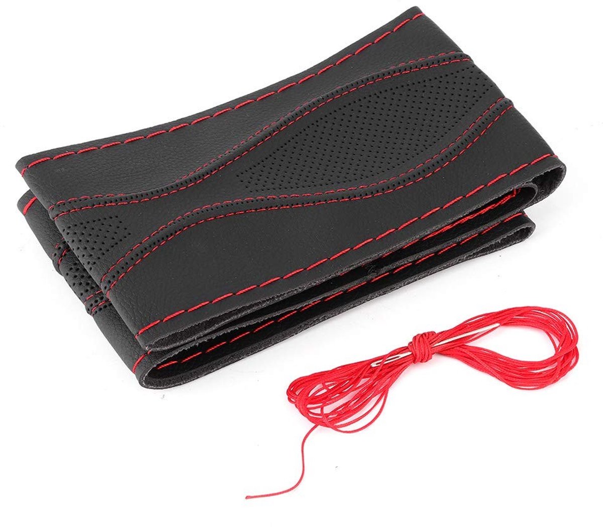 Cosensi- Stuurwiel Wrap Universeel - Leren Stuurhoes - 38 cm/15 inch - Handstiksels - Aanpasbaar Ontwerp - Verbeterd Comfort